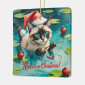 Gevist kerstthema voor kattenliefhebbers keramisch ornament (Links)