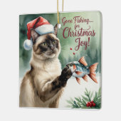 Gevist kerstthema voor kattenliefhebbers keramisch ornament (Links)