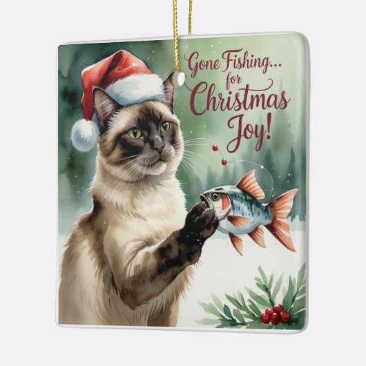 Gevist kerstthema voor kattenliefhebbers keramisch ornament (Links)