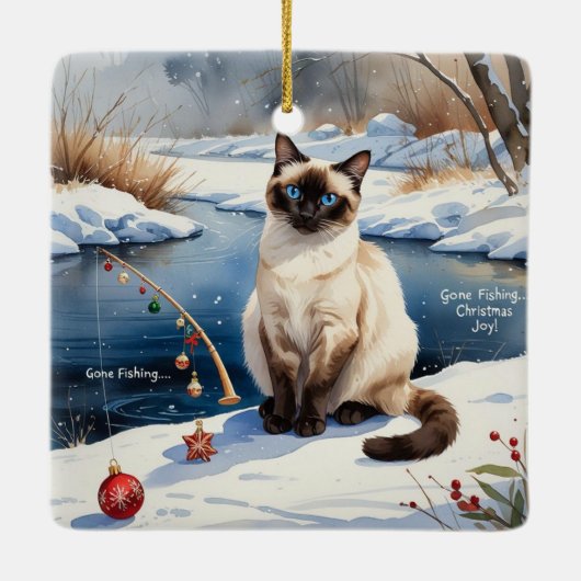 Gevist kerstthema voor kattenliefhebbers keramisch ornament (Achterkant)