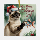 Gevist kerstthema voor kattenliefhebbers keramisch ornament (Voorkant)