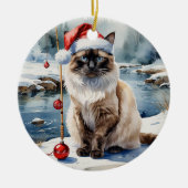 Gevist kerstthema voor kattenliefhebbers keramisch ornament (Voorkant)