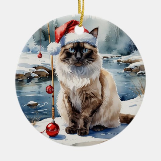 Gevist kerstthema voor kattenliefhebbers keramisch ornament (Voorkant)