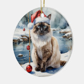 Gevist kerstthema voor kattenliefhebbers keramisch ornament (Links)
