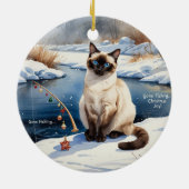 Gevist kerstthema voor kattenliefhebbers keramisch ornament (Achterkant)