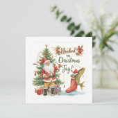 Gevist kerstthema voor Vissen Lovers Feestdagenkaart (Staand voorkant)