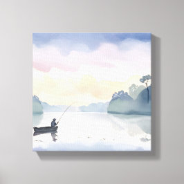 Gevist | Lake Airy Watercolor Vreedzaam Canvas Afdruk