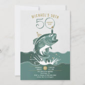 Gevist Leuk Grote Vis Groene Mannen 50ste Verjaard Kaart (Voorkant)