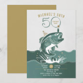 Gevist Leuk Grote Vis Groene Mannen 50ste Verjaard Kaart (Voorkant / Achterkant)