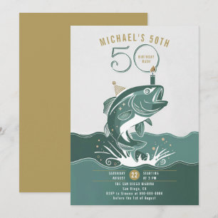 Gevist Leuk Grote Vis Groene Mannen 50ste Verjaard Kaart