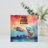 Gevist liefhebbers 50e verjaardag Vis waterverf Kaart (Staand voorkant)