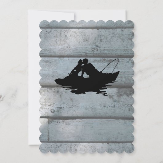 Gevist liefhebbers boot geschulpte bruiloft uitnod kaart (Achterkant)