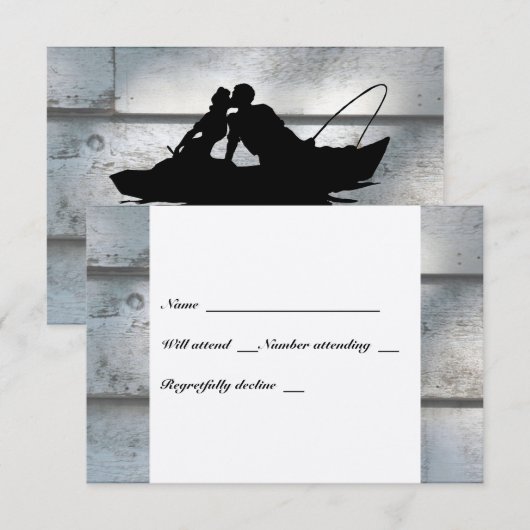 Gevist Liefhebbers Boot Oud Hout rsvp met envelopp (Voorkant / Achterkant)