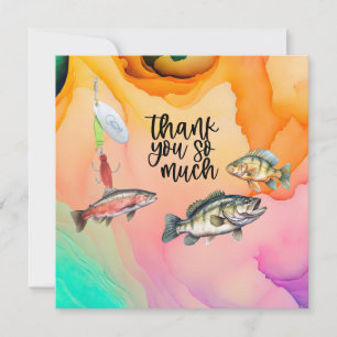 Gevist liefhebbers Fish Hook waterverf Bedankkaart