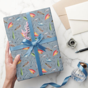 Gevist lokken op grijs-blauw cadeaupapier
