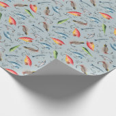 Gevist lokken op lichtblauw-grijs cadeaupapier (Hoek)