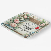 Gevist Lover bruiloft met roede en bloemen Papieren Bordje (Gebogen)