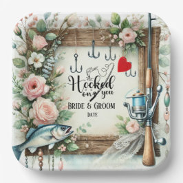 Gevist Lover bruiloft met roede en bloemen Papieren Bordje