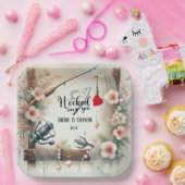 Gevist Lover bruiloft met roede en bloemen Papieren Bordje (Feest)