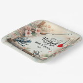 Gevist Lover bruiloft met roede en bloemen Papieren Bordje (Gebogen)