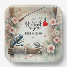 Gevist Lover bruiloft met roede en bloemen Papieren Bordje