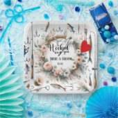 Gevist Lover bruiloft met roede en bloemen Papieren Bordje (Feest)