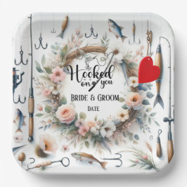 Gevist Lover bruiloft met roede en bloemen Papieren Bordje