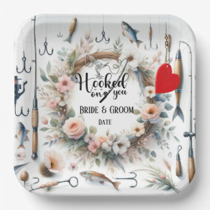 Gevist Lover bruiloft met roede en bloemen Papieren Bordje