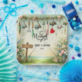 Gevist Lover bruiloft met roede en bloemen Papieren Bordje (Feest)