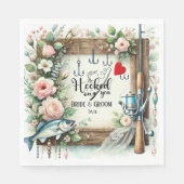 Gevist Lover bruiloft met roede en bloemen Servet (Voorkant)