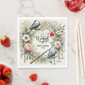 Gevist Lover bruiloft met roede en bloemen Servet (Insitu)