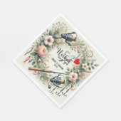 Gevist Lover bruiloft met roede en bloemen Servet (Hoek)