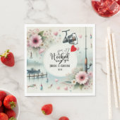 Gevist Lover bruiloft met roede en bloemen Servet (Insitu)