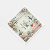 Gevist Lover bruiloft met roede en bloemen Servet (Hoek)