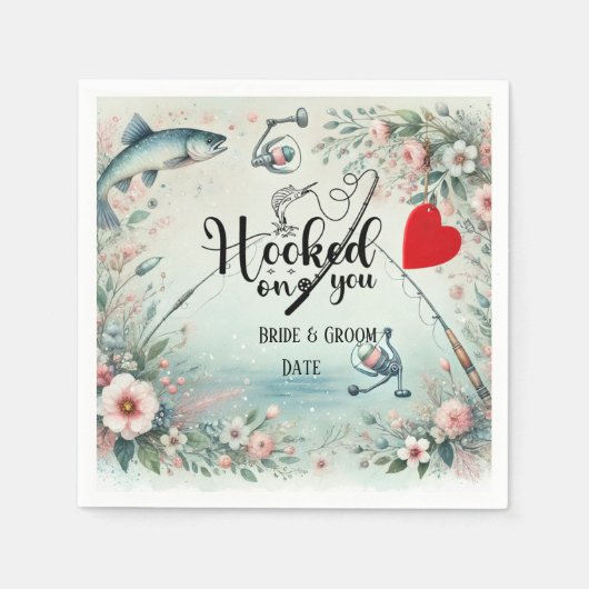 Gevist Lover bruiloft met roede en bloemen Servet (Voorkant)