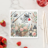 Gevist Lover bruiloft met roede en bloemen Servet (Insitu)