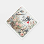 Gevist Lover bruiloft met roede en bloemen Servet (Hoek)