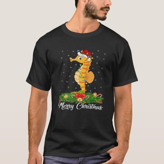 Gevist Lover Matching Santa Hat Seahorse Fish Chr T-shirt (Voorkant)