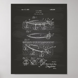 Gevist Lure 1923 Patent Art Chalkboard Poster