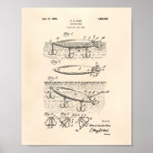 Gevist Lure 1923 Patent Art Old Peper Poster (Voorkant)