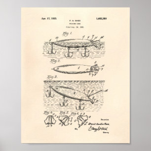 Gevist Lure 1923 Patent Art Old Peper Poster