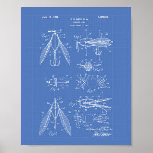 Gevist Lure 1926 Patent Art Blueprint Poster