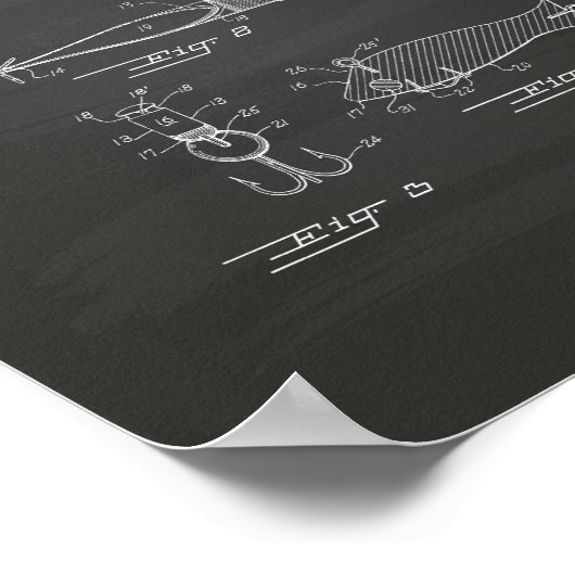 Gevist Lure 1956 Patent Art Chalkboard Poster (Hoek)