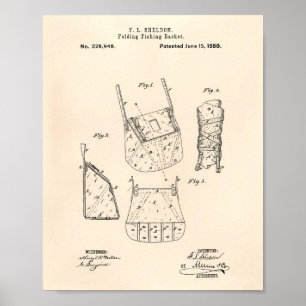 Gevist mandje 1880-patentart oude poster