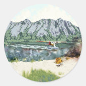 Gevist met een Struik Ronde Sticker (Voorkant)