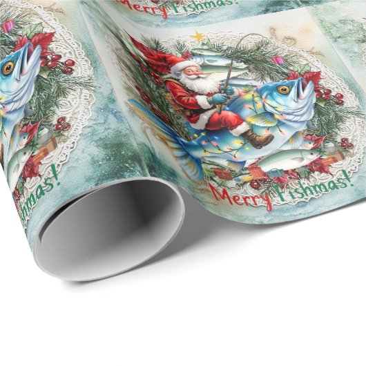 Gevist met Kerstman Kerstvakantie Cadeaupapier (Rol Hoek)