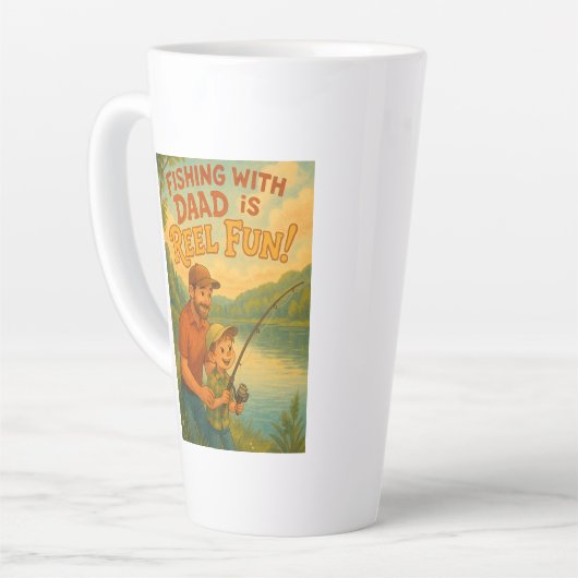 Gevist met papa is echt leuk! latte mok (Linkerhoek)