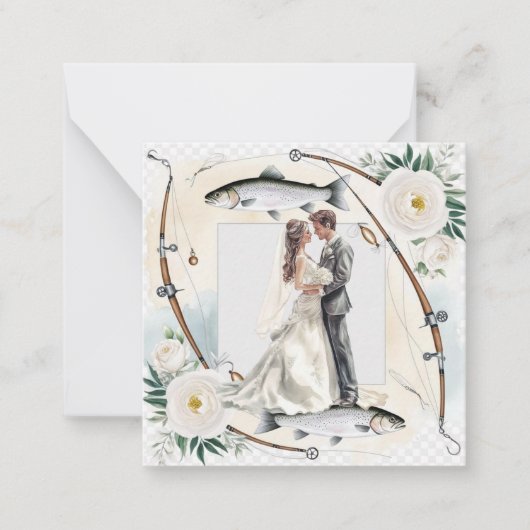Gevist minnaar begroet Happy Wedding Notitiekaartje (Voorkant)