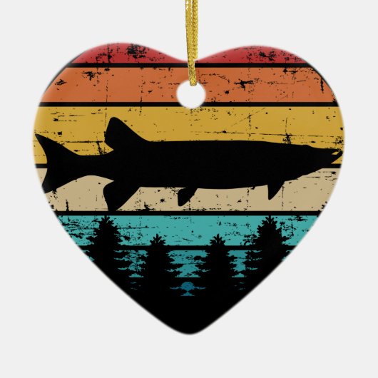 Gevist Muskie retro Keramisch Ornament (Voorkant)