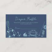 Gevist Nautical Boy Luier Raffle Baby shower Informatiekaartje (Voorkant)